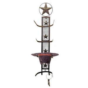 Rustic Metal Star Cowboy Hat Rack – 4 Slot Wall Mount Display - Picture 1 of 6