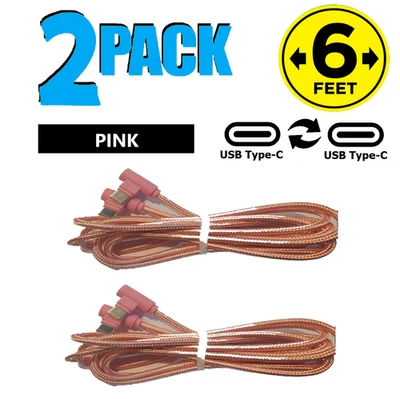 2 Pack C Charger 6ft 90 Degree Fast Cable Nylon Cord for Apple iPhone 15 16 17 - Image 1 of 4