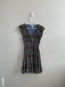 American Rag Cie Capped Sleeve Smocked Waist Mini Dress Woman's Medium - Picture 1 of 6