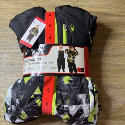 Jaqueta masculina Spyder 2 peças macacão de neve com calça babador combinando tamanho 6 nova com etiquetas - Imagem 1 de 3