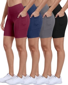 Biker Shorts Women with Pockets - 3"/5"/8" High Waisted Workout Spandex Tummy... - Picture 1 of 6