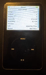 iPod 5g Gen (30 GB) A1136 Fast Ship Black Good Used 1410 Songs ISSUE - Picture 1 of 2