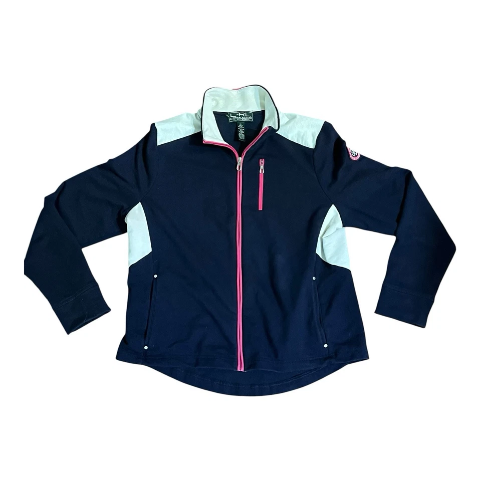 Chaqueta de calentamiento Polo By Ralph Lauren Active para mujer azul rosa talla XL Y2K vintage Foto 1 de 4