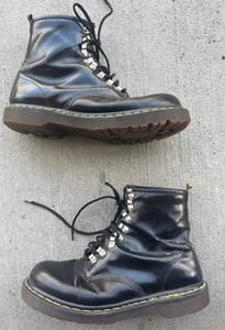 VTG Dr. Martens Made in England Boots 8-eye Black Silver Size 10 - Picture 1 of 13