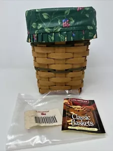 Longaberger 1996 Green Trim Medium Spoon Basket Emerald Vine Liner Protector - Picture 1 of 9