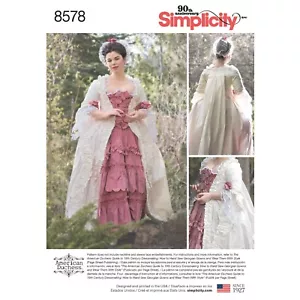 SIMPLICITY 8578 MISSES 18th CENTURY GOWN COSTUME Sewing Pattern Size 4-12 14-22 - Picture 1 of 10