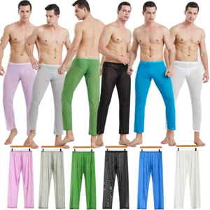 Sexy Para Hombre Malla Transparente Leggings Fitness Ajustado Largo Johns Pantalones Elastizados Ropa Interior - Imagen 1 de 48