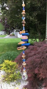Gemstone Titanium Quartz Suncatcher/Prism/Wood W/Swarovski/Prisms Elements USA - Picture 1 of 3