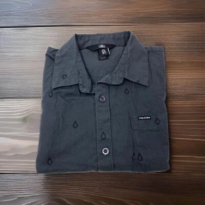 Volcom Youth Boys L Large Black Short Sleeve Pocket Button Down Shirt - Image 1 of 4