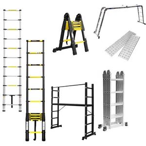 Alu Teleskopleiter Multifunktionsleiter Klappleiter Anlegeleiter Stehleiter - Bild 1 von 27
