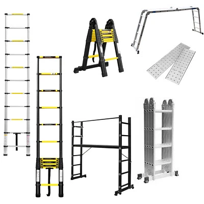 Alu Teleskopleiter Multifunktionsleiter Klappleiter Anlegeleiter Stehleiter - Bild 1 von 4