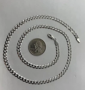 10K Solid White Gold 4.5mm Cuban/Cur Link Chain Necklace Men Women Size 18"-30" - Picture 1 of 3