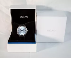 Seiko Presage SRPB43 40.5mm Men’s SS Automatic Watch Blue Dial & Leather  Band - Picture 1 of 13