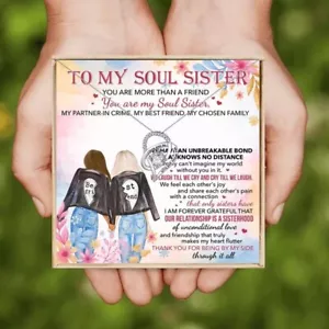 To My Soul Sister / Love Necklace with Message Card and Gift Box - Foto 1 di 12