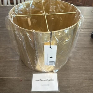 Foil Acrylic Paper Round Lamp Shade 12” x 12” x 10” Gold NEW WITH TAGS-MSRP $92 - Picture 1 of 11