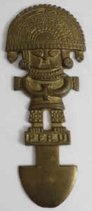 Vintage Brass Inca Tumi Ceremonial Knife Aztec Mayan Cultural Wall Art 11" - Picture 1 of 6