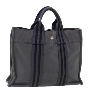 HERMES Fourre Tout PM Tote Bag Canvas Gray Silver Auth ti2154 - Picture 1 of 21