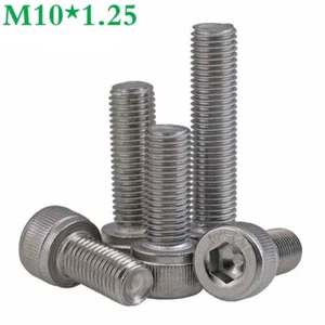 Viti a testa cilindrica esagonale M10 1,25 filettatura fine 304 acciaio inox DIN912 - Foto 1 di 10