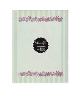 Papel de papelería para computadora Jot 45 hojas 8,5" x 11" impresión floral verde - Imagen 1 de 1