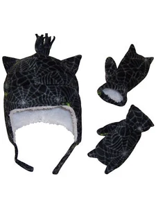 NICE CAPS Boys Sherpa Lined Micro Fleece Hat and Mitten Set with Ears - Picture 1 of 1