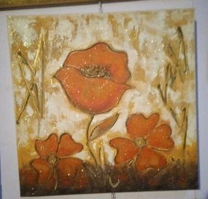 Cuadro Moderno Étnico Pintado Óleo sobre Lienzo 60x60 CM Artesanal Made IN Italy - Imagen 1 de 5