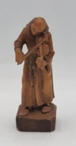 Anri Monk Violinist Wood Figurine Religious Statue Friar Priest Church Music 3" - Picture 1 of 6