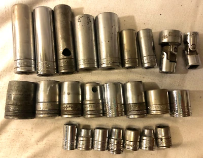 VTG S-K Tools 24pc 3/8" &1/2" dr socket Lot 1/2”-15/16” SAE & MM Short Deep Well - Image 1 of 4
