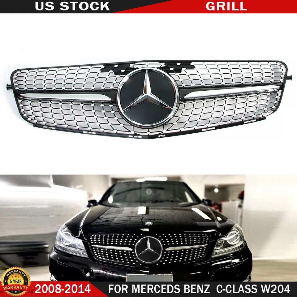 Rejilla superior delantera con emblema para Mercedes Benz W204 Clase C C300 C200 2008-2014 Foto 1 de 4