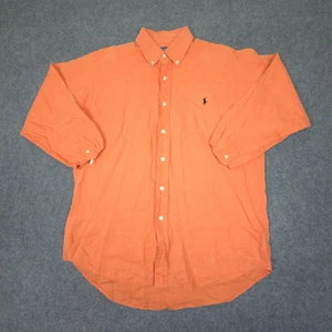 Ralph Lauren Shirt Mens LARGE Orange Lowell Linen Short Sleeve Button Up Size L - Picture 1 of 11