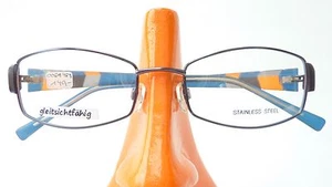 Brille Edelstahl Gestell blau Damen Fassung Kunststoff Bügel schmale Form Gr M - Bild 1 von 4