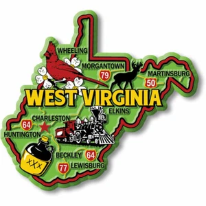 West Virginia Colorful State Magnet by Classic Magnets, 3.7" x 3.4" - Picture 1 of 4