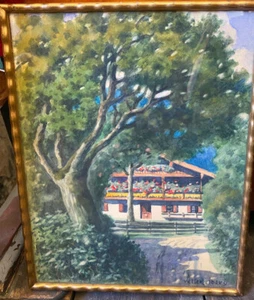 :AQUARELL SIGN.WALTHER ECKELBERG(*1873) 1925 ANSICHT AUF SOMMERLICHEN BERGHOF - Bild 1 von 4