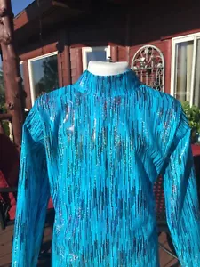 Blue, western show shirt, pleasure, rodeo, leadline, slinky, GIRL XS S M L XL - Picture 1 of 3
