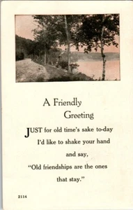 Vintage Post Card A Friendly Greeting Unposted - Picture 1 of 2