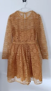 ASOS Lace Dress Womens Mustard Yellow UK10 EUR 38 New with tags - Picture 1 of 7