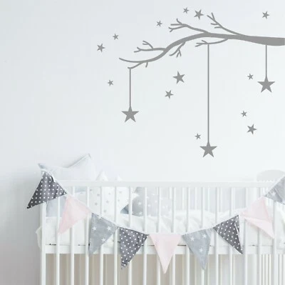 Winter Tree Branch & Stars | Nursery Wall Sticker Decal Vinyl - Image 1 of 4