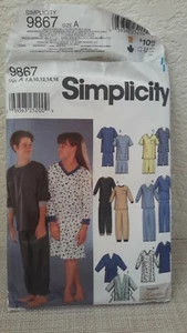 Simplicity 9867 Sewing Pattern Children Sleepwear Vintage Modern Boy Girl Unisex - Picture 1 of 5