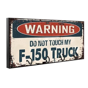 Warning Do Not Touch My F-150 Truck Wood Key Hanger Pet Leash Holder - Picture 1 of 7