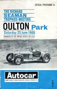 Oulton Park Richard Seaman Trofeos Reunión 25 de junio de 1966 programa original - Imagen 1 de 1