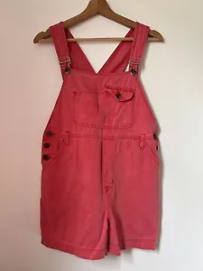Vintage Kings Short Overalls Dungarees Pink Cotton Denim Retro Adjustable Straps - Picture 1 of 16