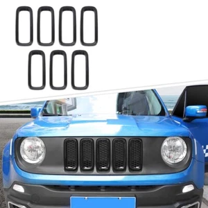 7pcs Frame Cover Decor fit Front Grille Inserts Grill For Jeep Renegade 2016-18 - Picture 1 of 7