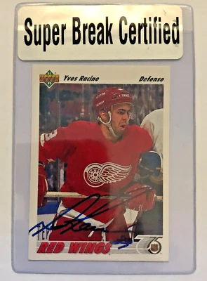 1991-92 Upper Deck #498 Yves Racine Super Break Certified Autograph - Image 1 of 2