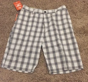 Mens Size 30 DOCKERS Pacific Collection Flat Front Shorts Gray Brown Plaid - Picture 1 of 8