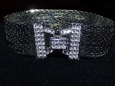 PULSERA DE COLECCIÓN NOLAN MILLER PLATA HILO LÍQUIDO Y CRISTAL 7.5" BODA PROM Foto 1 de 4