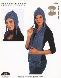 Plymouth Yarn Knitting Pattern N056 Peruvian Hat & Matching Scarf Set - Picture 1 of 2