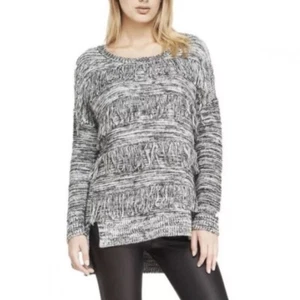Express Womens Marled Grey Fringe Tunic Sweater Chunky Size M - Imagen 1 de 8