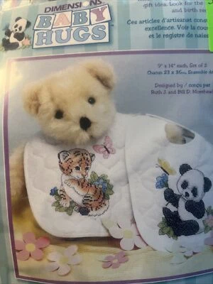 DIMENSIONS BABY HUGS BABY ANIMALS  BIBS CROSS STITCH 73066 - Image 1 of 3