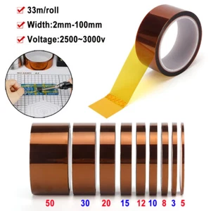 Kapton Polyimide Tape Heat Resistant Adhesive Insulation 3 - 100mm Wide 33M/roll - Picture 1 of 26