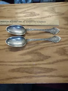 "Set 2 antike Holz & Hughes ANGELO Sterling SERBELÖFFEL 8 1/2" mono ""T" - Bild 1 von 10