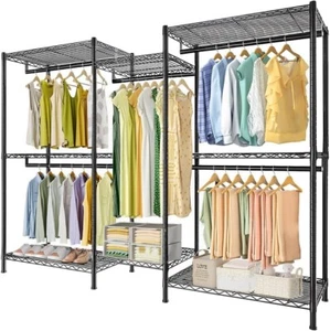 Clothes Rack Heavy Duty Garment Rack with Adjustable Shelves and Hanging Rods - Picture 1 of 6